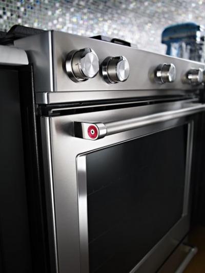 30" KitchenAid 7.1 Cu. Ft. 5 Burner Dual Fuel Convection Front Control Range With Baking Drawer - YKSDB900ESS