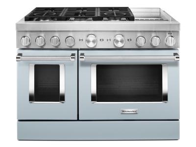 48" KitchenAid 6.3 Cu. Ft. Smart Commercial-Style Dual Fuel Range With Griddle In Misty Blue - KFDC558JMB