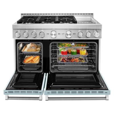 48" KitchenAid 6.3 Cu. Ft. Misty Blue Gas Sealed Burner Range With Griddle - KFGC558JMB