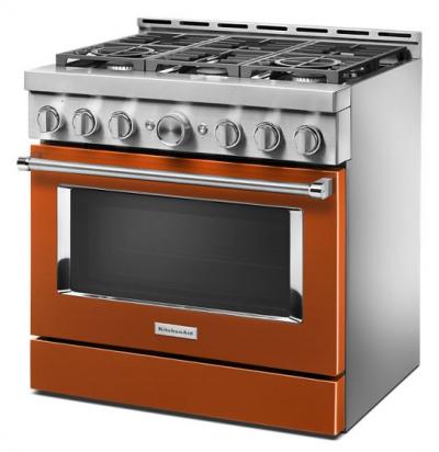 36" KithenAid 5.1 Cu. Ft. Smart Commercial-Style Gas Range With 6 Burners - KFGC506JSC