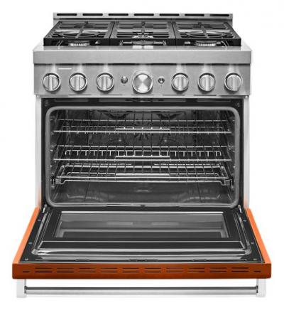 36" KithenAid 5.1 Cu. Ft. Smart Commercial-Style Gas Range With 6 Burners - KFGC506JSC