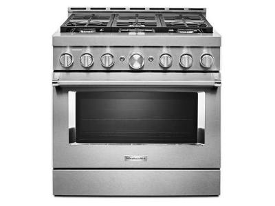 36" KithenAid 5.1 Cu. Ft. Smart Commercial-Style Gas Range With 6 Burners - KFGC506JSS