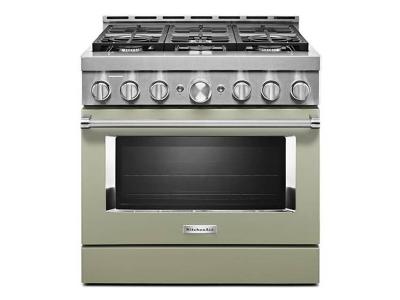 36" KitchenAid 5.1 Cu. Ft. Smart Commercial-Style Gas Range With 6 Burners In Matte Avocado Cream - KFGC506JAV