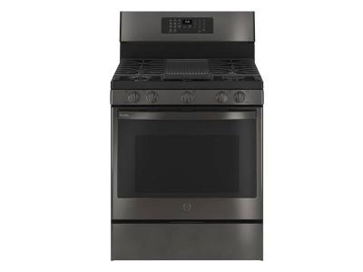 30" GE Profile 5.6 Cu. Ft. True Convection 5-Burner Freestanding Gas Air Fry Range In Black - PCGB935BPTS