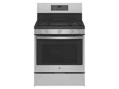 30" GE Profile 5.6 Cu. Ft. True Convection 5-Burner Freestanding Gas Air Fry Range In Stainless Steel - PCGB935YPFS