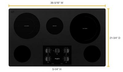 36" Whirlpool Electric Ceramic Glass Cooktop With Two Dual Radiant Elements - WCE77US6HB