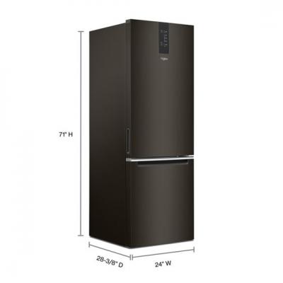 24" Whirlpool 12.9 Cu. Ft. Wide Bottom Freezer Refrigerator In Black Stainless - WRB543CMJV