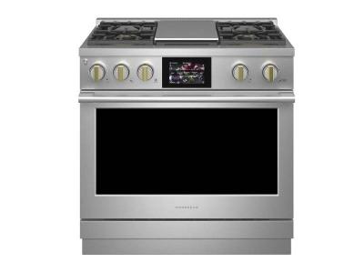 36" Monogram 5.75 Cu. Ft. Dual-Fuel Professional Range With 4 Burners and Griddle - ZDP364NDTSS