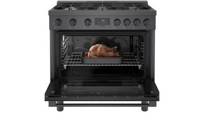 36" Bosch 800 Series Dual Fuel Freestanding Range With 6 Burners In Black Stainless Steel - HDS8645C