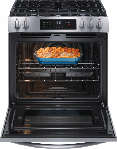 30" Frigidaire Front Control Freestanding Gas Range in Stainless Steel - FCFG3083AS