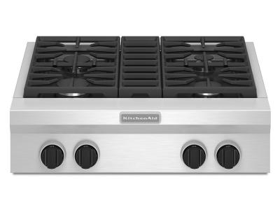 30" KitchenAid Commercial-Style 4-Burner Gas Rangetop - KGCU407VSS