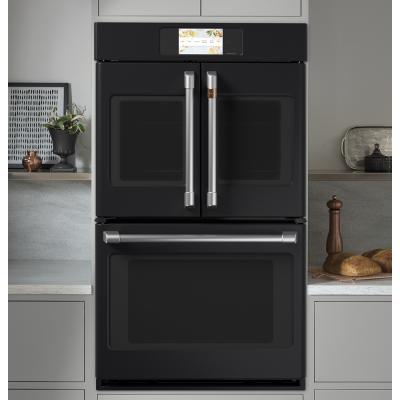 30" Café 10 Cu. Ft. Built-In French-Door Double Convection Wall Oven In Matte Black - CTD90FP3ND1