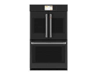 30" Café 10 Cu. Ft. Built-In French-Door Double Convection Wall Oven In Matte Black - CTD90FP3ND1