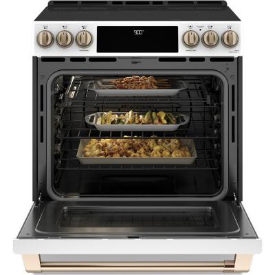 30" Café 5.7 Cu. Ft. Slide-In Front Control Induction and Convection Range With Warming Drawer - CCHS900P4MW2