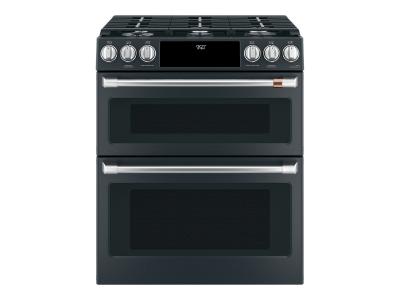 30 Café Slide-In Front-Control Double-Oven Range with Convection in Matte  Black - CC2S950P3MD1