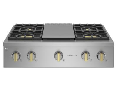 36" Monogram Gas Rangetop With 4 Burners In Stainless Steel - ZGU364NDTSS