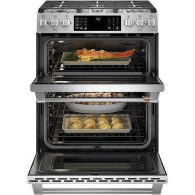 30" Café 7.0 Cu. Ft. Slide-In Front Control Gas Double Oven With Convection Range - CCGS750P2MS1