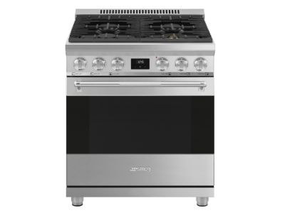 30" SMEG Freestanding Professional Gas Range in Stainless Steel - SPR30UGGX