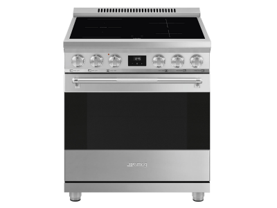 30" SMEG Freestanding Professional Induction Range in Stainless Steel - SPR30UIMX