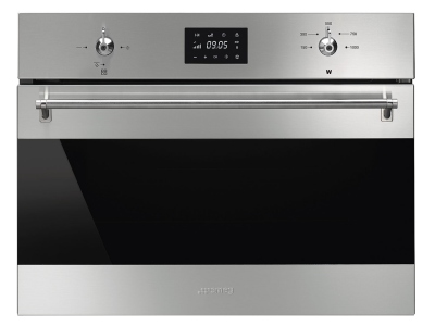 24" SMEG 1.34 Cu. Ft. Classica Built-In Combi Microwave Oven in Stainless Steel - SFU4300MX