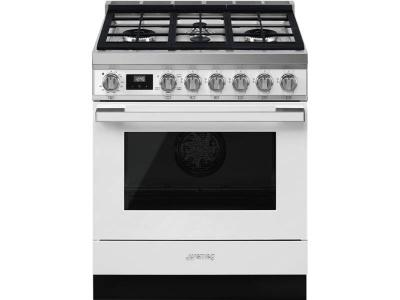 30" SMEG Portofino Freestanding Professional Gas Range with 4 Sealed Burners - CPF30UGGWH