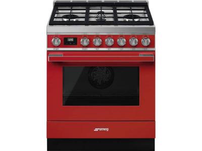 SMEG Portofino Freestanding Professional Dual Fuel Range with 4 Sealed Burners - CPF30UGMR