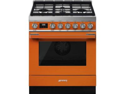 30" SMEG Portofino Freestanding Professional Dual Fuel Range with 4 Sealed Burners - CPF30UGMOR