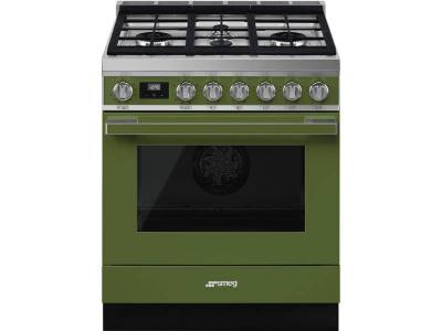 30" SMEG Portofino Freestanding Professional Dual Fuel Range with 4 Sealed Burners - CPF30UGMOG