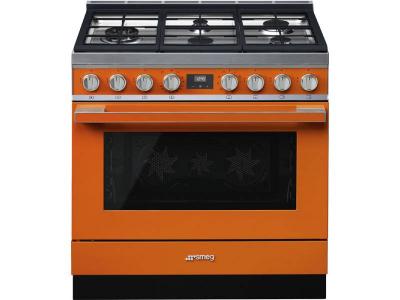 36" SMEG Portofino Freestanding Professional Dual Fuel Range with 5 Sealed Burners - CPF36UGMOR