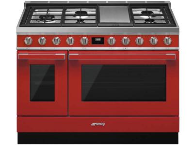 48" SMEG Portofino Freestanding Professional Dual Fuel Range with 5 Sealed Burners - CPF48UGMR