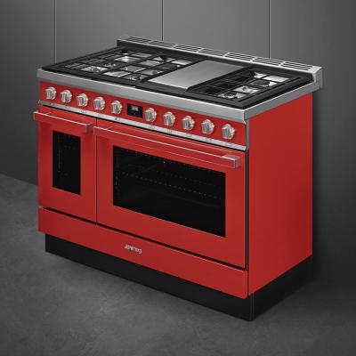 48" SMEG Portofino Freestanding Professional Dual Fuel Range with 5 Sealed Burners - CPF48UGMR