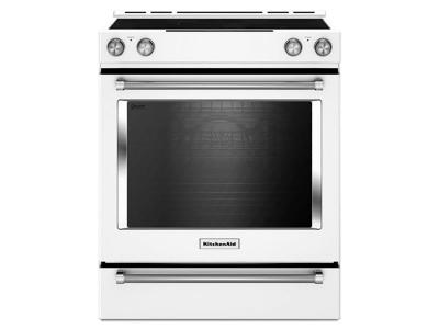 30" KitchenAid 7.1 Cu. Ft. 5-Element Electric Convection Front Control Range With Baking Drawer - YKSEB900EWH