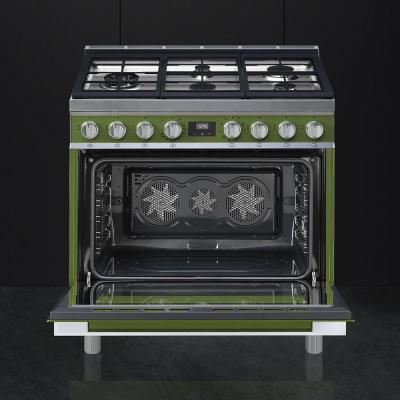 36" SMEG Portofino Freestanding Professional Dual Fuel Range with 5 Sealed Burners - CPF36UGMOG