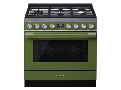 36" SMEG Portofino Freestanding Professional Dual Fuel Range with 5 Sealed Burners - CPF36UGMOG