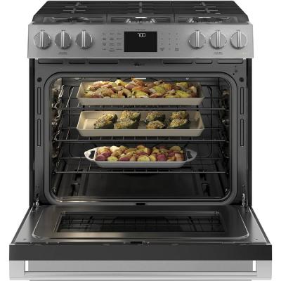 30" Café 5.6 Cu. Ft. True Convection 6-Burner Slide-In Gas Range - CCGS700M2NS5