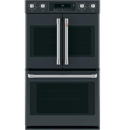 Café Wall Oven Kit With 2 French-Door Handles And 4 Knobs In Brushed Stainless - CXWDFHKPMSS