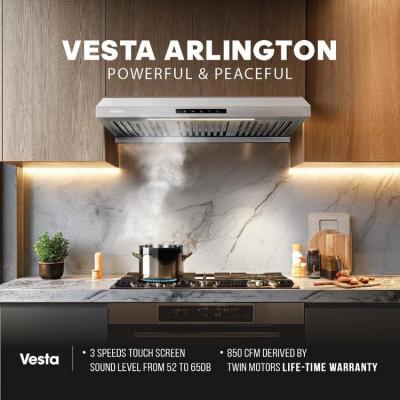 30" Vesta Arlington 850 CFM Under Cabinet Range Hood in Stainless Steel  - VRH-ARLINGTON-SS-30