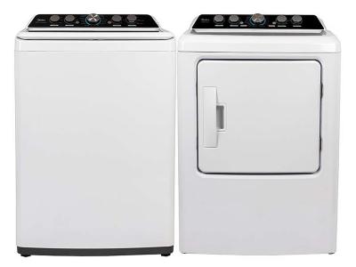 27" Midea 4.7 cu. Ft. Top Load Washer and 6.7 Cu. Ft. Front Load Dryer - MLV47C3AWW-MLE47C3AWW