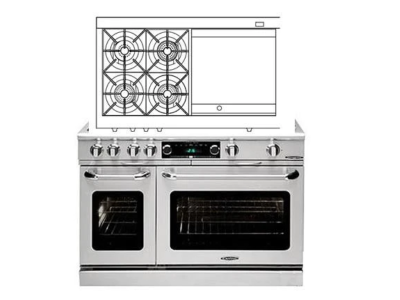 48" Capital 5.4 cu. ft. Connoisseurian Series Pro-Style Dual Fuel Range with 4 open Burners - COB484GG-N