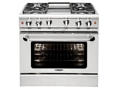 36" Capital Culinarian Series Freestanding Gas Range With 4 Burners and 12 Inch BBQ Grill - MCOR364B-N