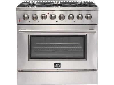 36" Forno Galiano Dual Fuel Range 6 Burners 5.36 cu.ft. True Convection Oven - FFSGS6156-36