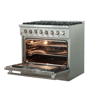 36" Forno Galiano 6 Burners 5.36 cu.ft. True Convection Oven Dual Fuel Range - FFSGS6156-36WHT
