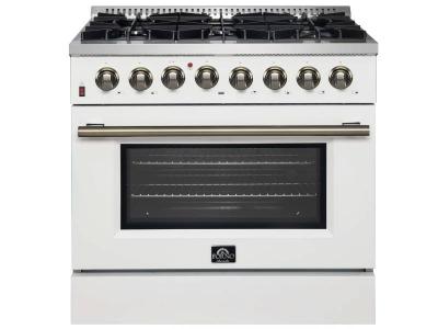 36" Forno Galiano 6 Burners 5.36 cu.ft. True Convection Oven Dual Fuel Range - FFSGS6156-36WHT