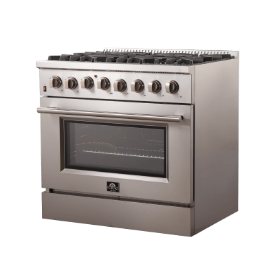 36" Forno Galiano 6 Burners 5.36 cu.ft. True Convection Oven Dual Fuel Range - FFSGS6156-36WHT