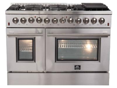 48" Forno Galiano Dual Fuel 6.58 cu.ft. 8 Burners Double Ovens Range - FFSGS6156-48