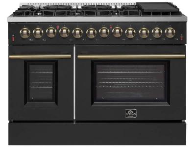 48" Forno Galiano Dual Fuel 6.58 cu.ft. 8 Burners Double Ovens Range - FFSGS6156-48BLK