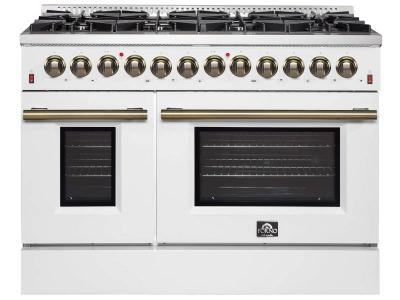 48" Forno Galiano Dual Fuel 6.58 cu.ft. 8 Burners Double Ovens Range - FFSGS6156-48WHT