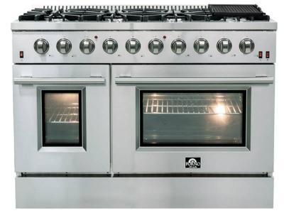 48" Forno Galiano Gas Range 8 Burners Griddle 6.58 cu.ft. Double Ovens - FFSGS6244-48