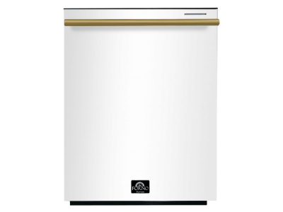 24” Forno Pozzo Dishwasher White With additional Antique Brass handles - FDWBI8067-24WHT