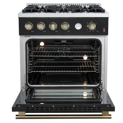 30" Forno Marco 4 Burners 4.32 cu.ft. Convection Oven Gas Range  - FFSGS6277-30BLK